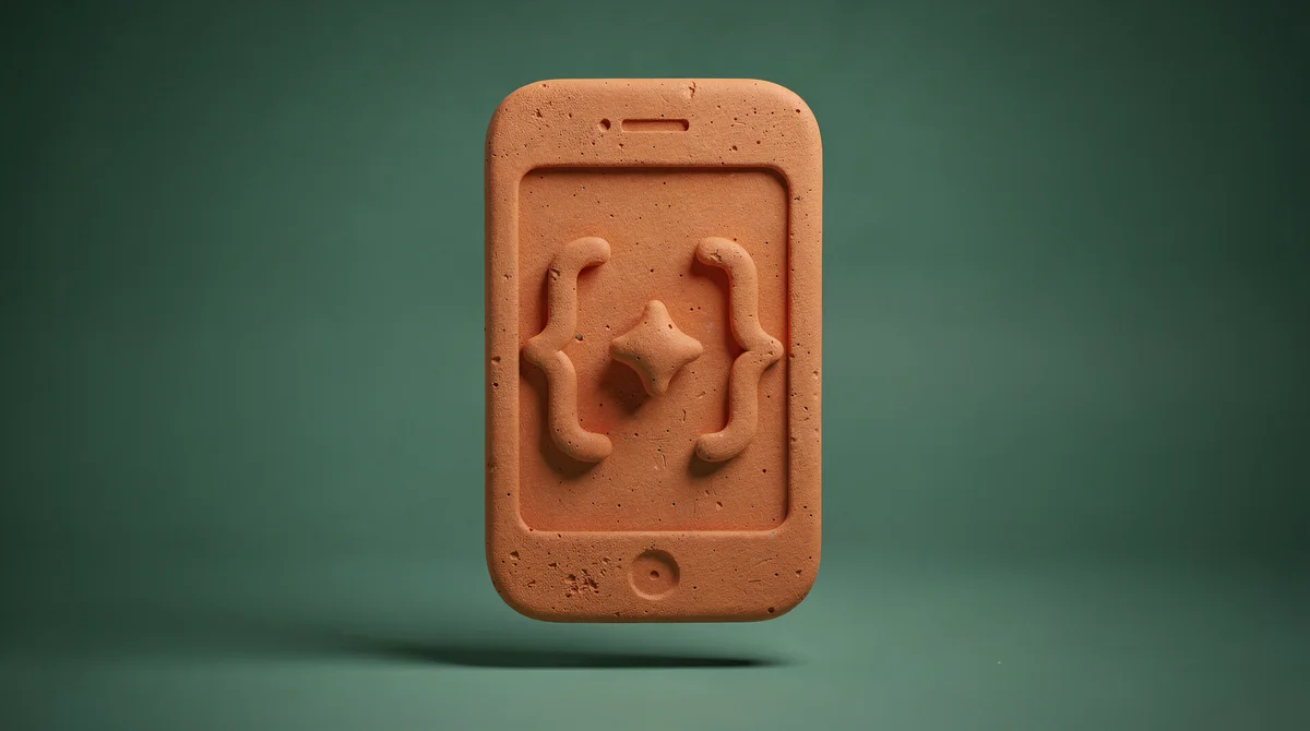 3D-illustration av utvecklare som arbetar med AI-kodningsverktyg i lera-stil mot teal bakgrund