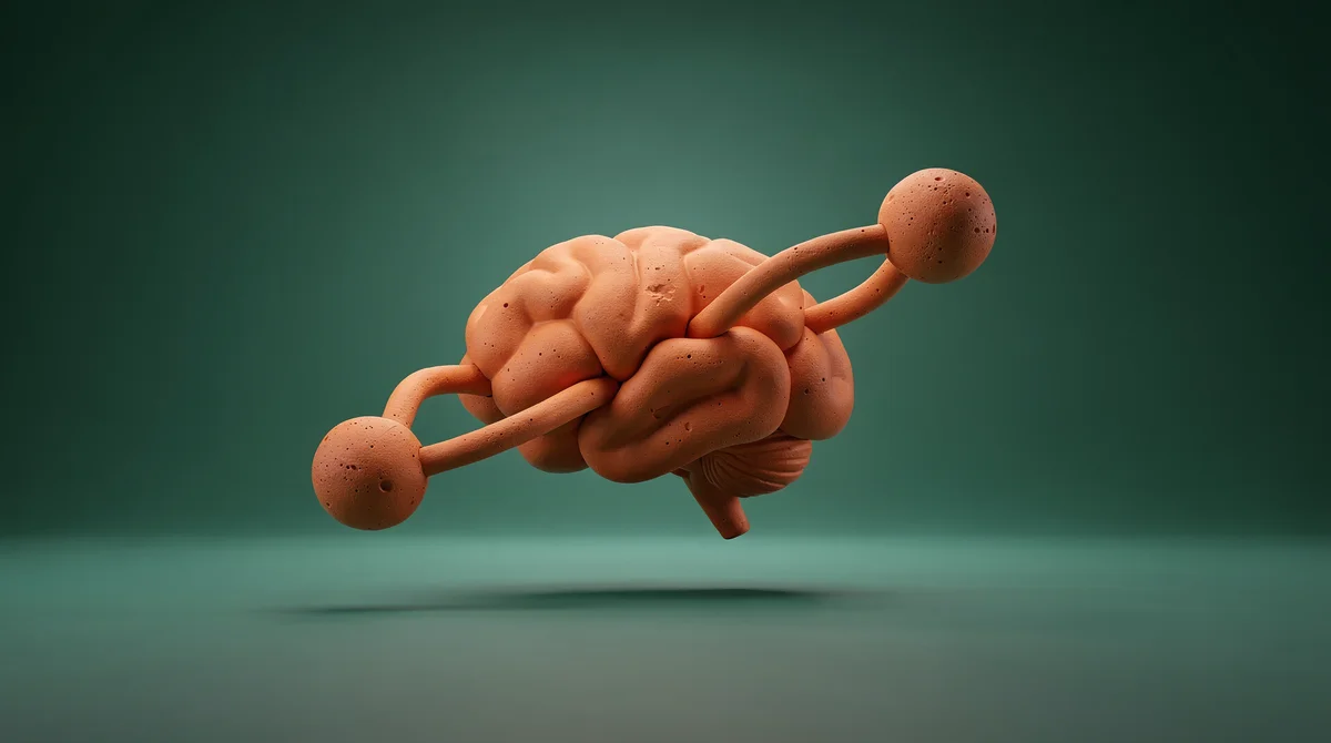 Minimal 3D-illustration av AI-reglering och förändring i lera-stil mot teal bakgrund