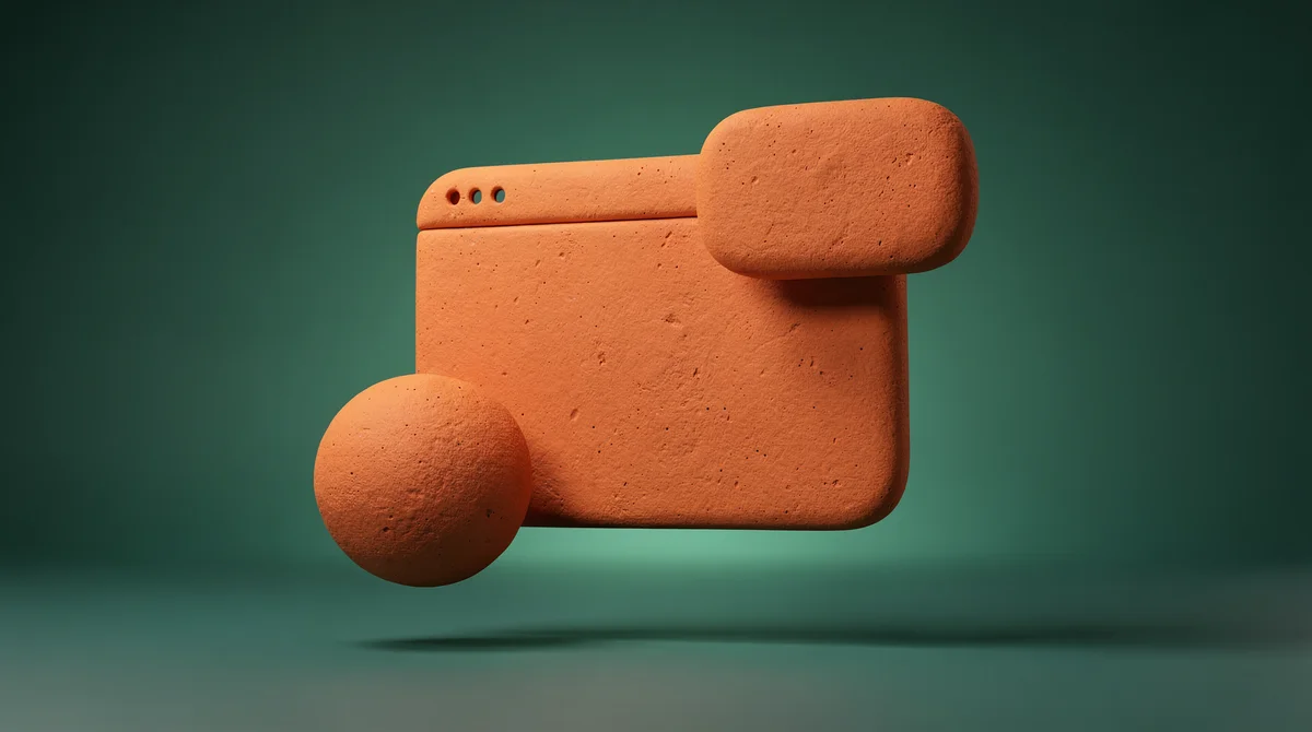 3D-illustration av en smart hemsida med AI-ikoner och dataflöden i mjuk lera-stil mot teal bakgrund